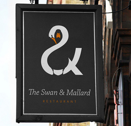 Логотип и вывеска для ресторана The Swan & Mallard